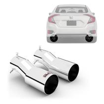 Ponteira de escapamento esportivo outs civic 2017 até 2019 aço inox special duplo