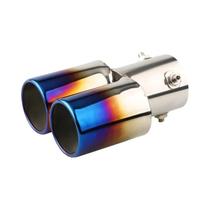 Ponteira De Escape Cromada De 2.5 Polegadas Para Carro, Saída Dupla, Acabamento Em Aço Inoxidável