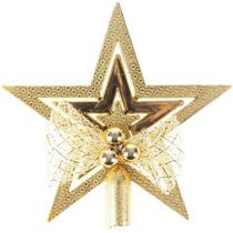 Ponteira de Natal Estrela com Laço 13cm Enfeite Decoração Árvore de Natal