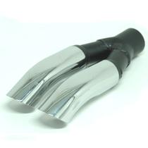 Ponteira Dupla Curva Cromada Universal Abafador Traseiro S41