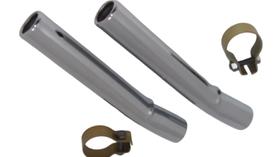 Ponteira Escapamento Fusca Cromada Com Miolo Curvada (par) + Abraçadeiras