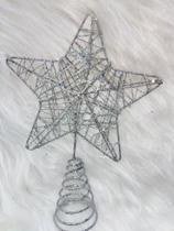 Ponteira Estrela Aramada Decoração De Árvore De Natal Com Glitter 14CM X 19CM Decorativo