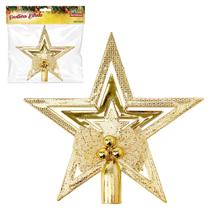 Ponteira Estrela Arvore De Natal com Laço Dourada - Art Christmas - Art Christmas