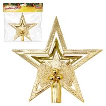 Ponteira Estrela Arvore De Natal com Laço Dourada - Art Christmas