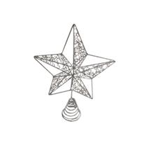 Ponteira estrela arvore natal 24cm prata/gliter natalia christmas 01 un