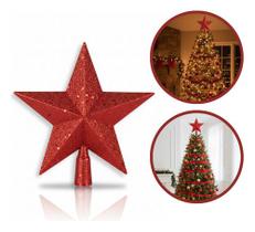Ponteira Estrela Árvore Natal Decoração Glitter Básica 19cm Ponteira Estrela Árvore Natal Decoração Glitter Básica 19cm