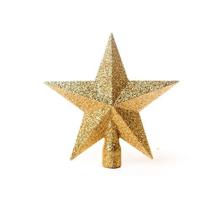 Ponteira Estrela de Árvore de Natal 25cm - Dourado Glitter - Fact