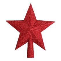 Ponteira Estrela de Natal vermelha com glitter 20 cm