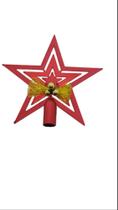 Ponteira Estrela Dourada Arvore De Natal Vazada Com Laço