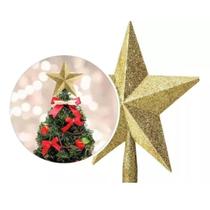 Ponteira Estrela Grande p/ Arvore de Natal Decoração Gliter 20cm