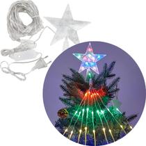 Ponteira Estrela Luzes LEDs Colorido Enfeite Natal 1m Bivolt