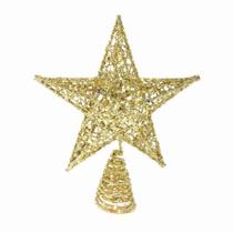 Ponteira estrela trid dourada 29 cm - Lazi