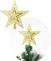 Ponteira Estrela Vazada Para Árvore De Natal Dourada De 19cm