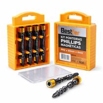Ponteira Magnética Phillips PH2 Aço S2 65mm X 6mm Bestfer Kit 10 Un Ponteira Magnética Phillips PH2 Aço S2 65mm X 6mm Bestfer Kit 10 Un