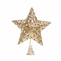 Ponteira Natal De Estrela Em Rattan Ouro 30x25x5 1690598