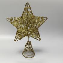 Ponteira para Árvore de Natal Estrela Aramada 19cm Dourado - Festive