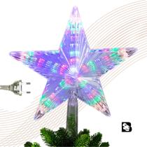 Ponteira para Topo de Árvore de Natal LED Colorido Pisca Pisca 127v Estrela Enfeite Natalino