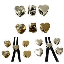 Ponteira Regulador Cordão Coração Strass Metal Vidro- 200un
