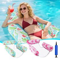 Pool Float GCRQ inflável para adultos, pacote com 2 unidades com rede rosa e verde