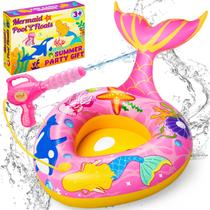Pool Float Kids Mermaid com pistola de água de 3 a 8 anos inflável