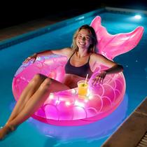 Pool Float MoKo Adult com luzes Mermaid Tail, 42 polegadas, inflável
