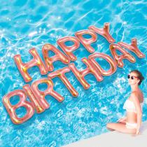 Pool Float Shappy Happy Happy Birthday 20" letras em ouro rosa Pool Float Shappy Happy Happy Birthday 20" letras em ouro rosa
