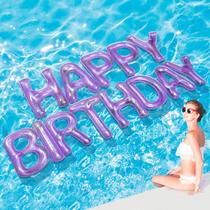 Pool Float Shappy Happy Happy Birthday 20" letras roxas Pool Float Shappy Happy Happy Birthday 20" letras roxas