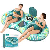 Pool Float Sunikko X 5 em 1 para 2 pessoas com refrigerador e porta-copos