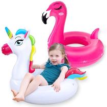 Pool Floats Camlinbo Unicorn Flamingo Kids de 2 a 5 anos, pacote com 2