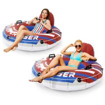 Pool Floats Sunrio River Tube com fundo de malha e suporte para copos