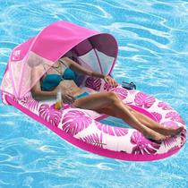 Pool Lounge Float COOLCOOLDEE com dossel UPF50+ para adultos