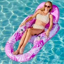 Pool Lounge Float Sloosh para adultos inflável com porta-copos rosa