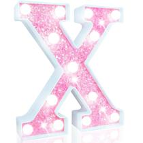 Pooqla LED Letter Light Pink Glitter alimentado por bateria Pooqla LED Letter Light Pink Glitter alimentado por bateria