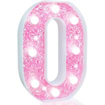 Pooqla LED Marquee Letter Light O Pink alimentado por bateria Pooqla LED Marquee Letter Light O Pink alimentado por bateria