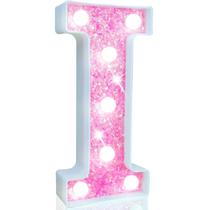 Pooqla LED Marquee Letter Light Pink Glitter alimentado por bateria Pooqla LED Marquee Letter Light Pink Glitter alimentado por bateria