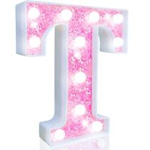 Pooqla LED Marquee Letter Light T Pink alimentado por bateria Pooqla LED Marquee Letter Light T Pink alimentado por bateria