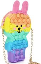 Pop Crossbody Purse It Fidget Toys para meninas, aliviar o estresse Silicone Push Bubble Sensory Toys Bolsa de ombro, Fidget Pop Toys Presente de festa de aniversário para meninas e mulheres (macaron de coelho)