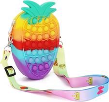 Pop Crossbody Purse It Fidget Toys para meninas, alivie o estresse, silicone, bolha, brinquedos sensoriais, bolsa de ombro, Fidget Pop Toys, presente de festa de aniversário para meninas e mulheres (arco-íris de morango) Pop Crossbody Purse It Fidget Toys para meninas, alivie o estresse, silicone, bolha, brinquedos sensoriais, bolsa de ombro, Fidget Pop Toys, presente de festa de aniversário para meninas e mulheres (arco-íris de morango)