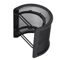 Pop filter,Anti Puff Côncavo,Revestido c/ Malha Metálica e NYLON,Preto