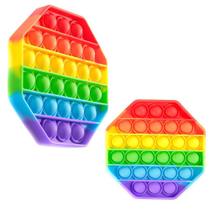 Pop It Octagono Fidget Toy Anti Stress p Apertar Arco Íris