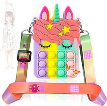 Pop Purse Bag Fidget Toys para mulheres e meninas, brinquedos de bolsas sensoriais Push Bubble Fidget, bolsa de ombro simples com covinhas arco-íris, brinquedos de liberação de estresse de unicórnio bolsa pequena para presente de aniversário de Natal Pop Purse Bag Fidget Toys para mulheres e meninas, brinquedos de bolsas sensoriais Push Bubble Fidget, bolsa de ombro simples com covinhas arco-íris, brinquedos de liberação de estresse de unicórnio bolsa pequena para presente de aniversário de Natal