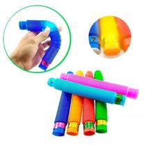 Pop Tube Led Com Luz Puzzle Fidget Toy Anti Estresse Cor Sor