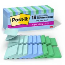 Pop-up Notes Post-it Super Sticky 100% reciclado, 3x3 polegadas e 18 blocos