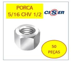 Porca De Parafuso 5/16 Chv1/2 Sextavada Zincada 50 Pçs