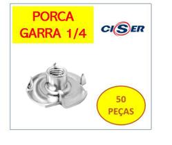 Porca Garra 1/4 Unc Ciser Zincada C/ 50 Peças