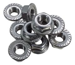 Porca Sextavada Flangeada M8 Inox Energia Solar - 100 Peças