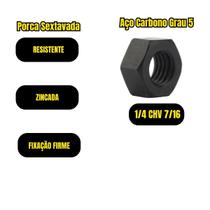 Porca Sextavada Grau 8 UNC 1/2 Preto 25Und Porca Sextavada Grau 8 UNC 1/2 Preto 25Und