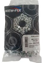 Porca Sextavada Zincada M8 Chave 13 New-Fix Pacote 200pçs