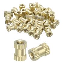 Porcas de inserção serrilhadas uxcell M3 x 7 mm (L) x 5 mm (OD) latão 50 unidades