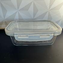 Pore de vidro retangular com tampa hermética para geladeira alimentos transparente Potinho marmita 690ml quadrado